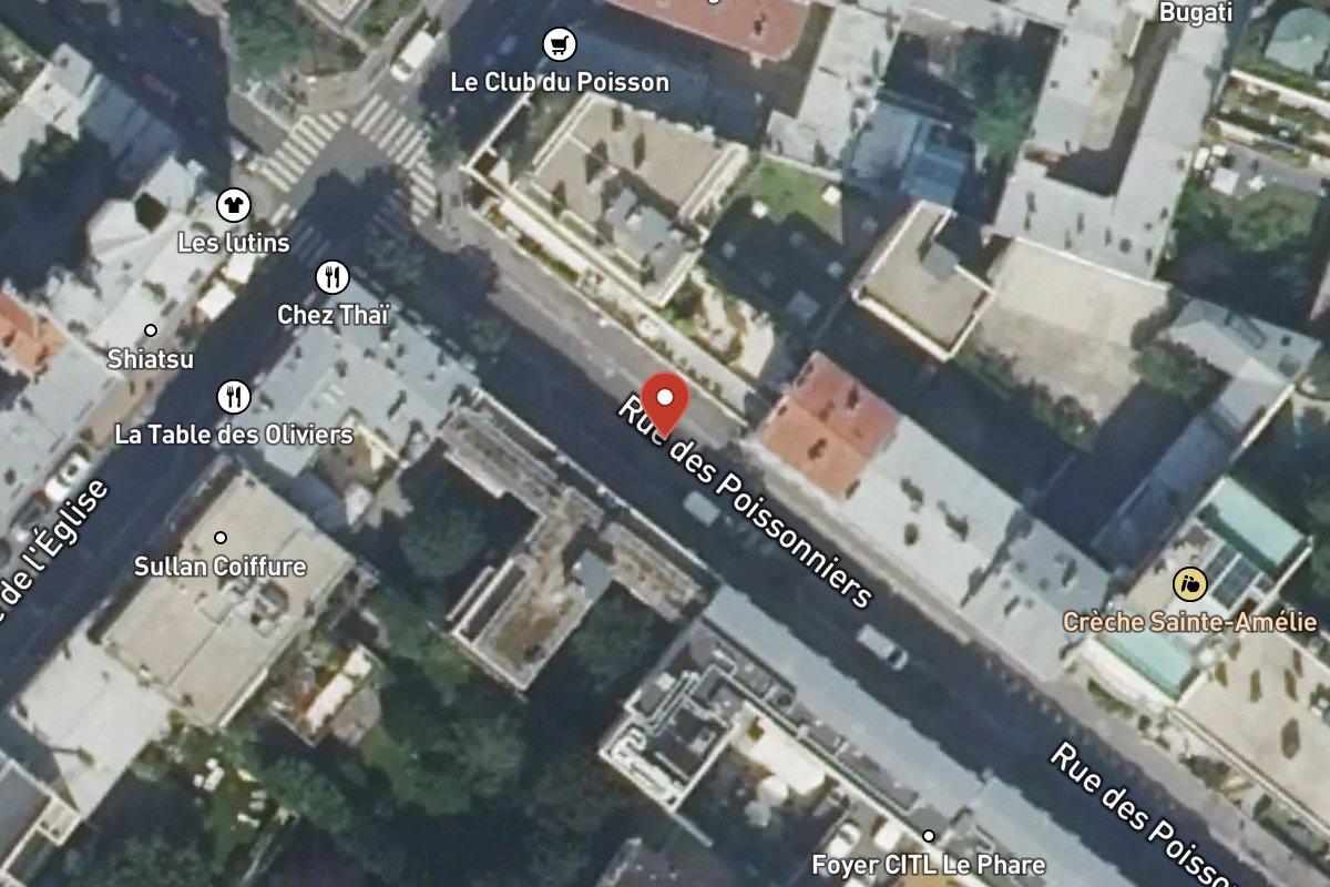 Vue satellite — Rue des Poissonniers